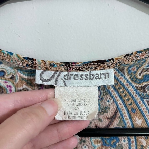 ✨20% Off Sale✨Dressbarn vintage paisley print blouse V neck 3/4 sleeves - Picture 2 of 4